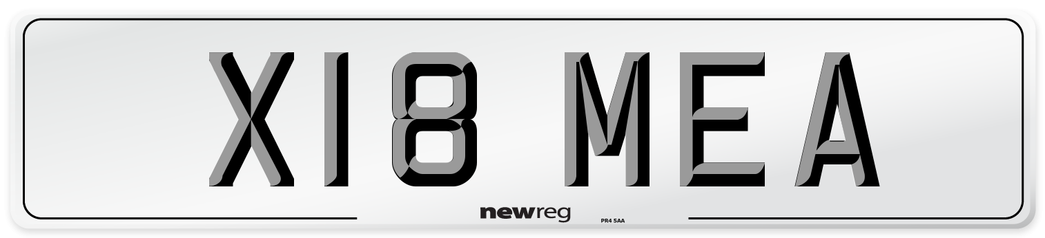 X18 MEA Number Plate from New Reg